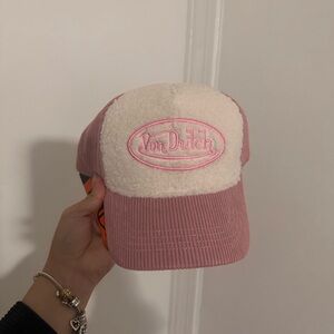 Von Dutch Pink and White Logo Cap